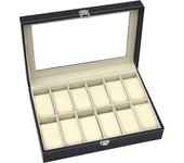 Hot Sale PU Leather Display Storage Collection Organizer Watch Box For Men Watch Display Case With Glass Top