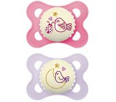 MAM CHUPETE ORIGINAL PURE NIGHT 2-6 MESES LATEX ROSA - 2 UNIDADES