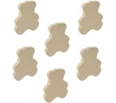 6 Un. TIRADOR Pomo Mueble BEBÉ OSO madera lacada beige claro arena 90X80mm