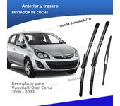 LHD Front Rear Windshield Wiper Blades For Vauxhall Opel Corsa C D E F 2000 - 2023 3pc Windscreen Window Accessories 2008 2017
