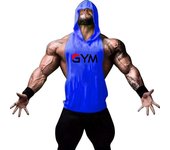 GYM Print Men Fitness Hooded Tanktop Gym Sleeveless Bodybuilding Tee Shirt Fashion Stringer Male Workout Hooded Vest Sportswear