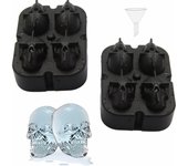 Recipientes para hielo, bandeja de silicona para cubitos de hielo con tapa y embudo (juego de 2), molde para cubitos de hielo con forma de calavera 3D para cócteles, fácil de desmoldar, molde grande y redondo para hacer bolas de hielo para whisky o café h