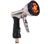 ZVD Pistola de Riego de Jardín de Metal Resistente | Modos de Riego: Ducha, Niebla, Ventilador, Inundación, Cono, Plano, Centro, Ángulo, Chorro | Compatible con Mangueras de Jardín