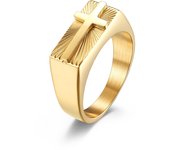 Cross-Border European and American Style Stainless Steel Seal Holy Light Cross Ring Men's Retro Metal Style Upship Bracelet