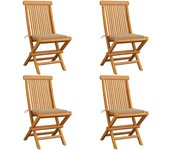 vidaXL Sillas de jardín 4 uds con cojines beige madera de teca
