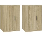 vidaXL Muebles para TV de pared 2 uds 40x34,5x60 cm, Mueble de Salon, Mueble TV, Mueble TV salon, Mesa de TV, Mueble tele