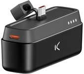 Powerbank USB-C de bolsillo KSIX 4.800 mAh, Con soporte, 10 W, Cable USB-A a USB-C, Carga simultánea, Indicadores LED, Negro