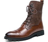 Men Lace Up High-top Boots Fashionable Outdoor Black Combat Boots