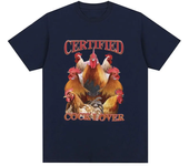 Certified Cock Lovers T-shirt Funny Chicken Meme T-shirt Women's casual short sleeved oversized T-shirt Street clothing