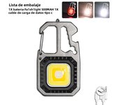 Mini Multifunctional Keychain LED Flashlight USB Rechargeable Portable Flashlight Outdoor Camping Torch Emergency Lantern 500Mah