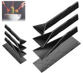 Cuchara de medición plana de tres en uno poligono, 2 cucharas de 6 tamaños diferentes, plano de cuchara de medición poligono, cuchara de cocina plana plegable multifuncional ingredientes de panadería de cocina (negro)