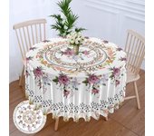 1PC Round Tablecloth with Floral Plant Waterproof Colored Dining Table Cover Multi-purpose 63 inch Sunflower Tablecloth