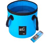 Cubo plegable con asa, ligero y plegable, 12 l, para lavar platos, portátil, multifuncional, color azul