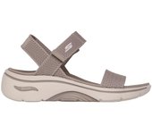 Cómoda  Sandalia de mujer Skechers GO WALK ARCH FIT SANDAL 2.0 tejido taupe con velcro. Entresuela GOGA MAT amortiguadora. Plantilla Arch Fit, con más ajuste en el arco Altura Tacón bajo (1-3 cm) Referencia 140874-TPE