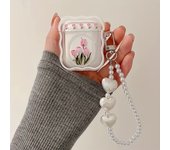 Retro Tulip Flowers Case for AirPods 1 2 Pro 3 Cases for AirPod 1 2 Pearl Bracelet Headset Charging Box Soft Protective Cover
