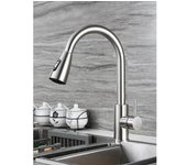 Grifo extraíble de acero inoxidable para fregadero de cocina, doble expansión de agua, boquilla giratoria de dos velocidades, caliente y frío, 1 unidad