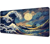 XXL Mechanical Keyboard Pad Non-Slip Carpet Natural Rubber Table Mat Art Mouse Pad PC Gaming Black And White Great Wave Desk Pad