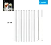 1/2/4/8/10Pcs Reusable Drinking Straw Glass Straws High Borosilicate Glass Straw Eco-friendly Glass Tube Party Bar Drinkware