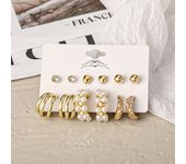 Gold Color Vintage Hoop Earrings Set for Women Boho Metal Circle Geometric Twist Pearl Dangle Earrings Trendy Jewelry Gifts 2023