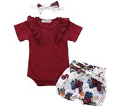 Summer Newborn Infant Baby Girl Clothes Set Cute Cotton Knitted Short Sleeve Tops Flower Pants Headband New Born Toddler Outfits