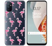 Tumundosmartphone Funda Gel Transparente para Oneplus Nord N100 diseño Flamenco Dibujos