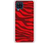 Funda compatible con Samsung Galaxy A12 4G/ 5G - M12 4G - Animal Print Zebra Rojo Granate