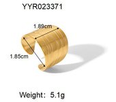 Encanto Anillos anchos que se pueden abrir de acero inoxidable de Color dorado para mujer, accesorio de adorno con dije de hojas