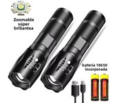Zoom LED Flashlight Powerful Rechargeable Flashlight Bright Camping Torch 3 Lighting Modes Portable Outdoor Bicycle Light