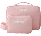 Bolsa de maquillaje de 2 piezas, bolsa de cosméticos grande, bolsa de cosméticos, bolsa organizadora de maquillaje portátil, bolsa de maquillaje de viaje para mujeres y niñas (rosa)