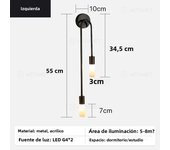 LED Wall Lamp Nordic Style Iron Long Tube Acrylic Gold Bedside Kitchen Gate Bathroom Lounge Bedroom Background Aisle G4 2 Heads
