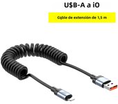 PD 100W car spring retractable mobile phone charging data cable For iPhone Huawei Xiaomi Fast charging cable