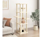 vidaXL Rascador para Gatos con Postes Árbol Torre Escalador Sisal Color Crema,  Gris claro,  Gris oscuro y mas