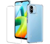 FAMZ Protector Cristal Templado + Carcasa Híbrida Xiaomi Redmi A1 Plus Transparente