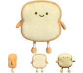 Almohada de pan tostado, peluche suave, divertida almohada con forma de pan, adorable almohada de peluche, juguetes con expresión facial sonriente, peluche 3D para niños, adultos, cama, sofá, decoración (18 × 18 × 6 cm)