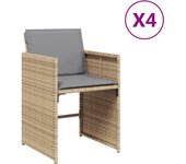 vidaXL Sillones jardín con cojines 4 uds ratán sintético beige mezcla
