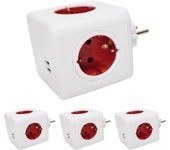 LED ATOMANT Cubo Enchufe USB 16A 6 en 1, Ladrón Enchufe Múltiple Pared con 4 Tomas CA, 2 USB 3.0 con Interruptor, Carga Rápida, Diseño Compacto, Ideal para Escritorio, Oficina, Hogar, Protección Sobrecarga, Compatible con Móviles, Tablets y Portátiles