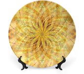 Plato decorativo de cerámica de 25 cm con flores amarillas, diseño de tulipanes románticos con estampado botánico holandés, ideal para cenas elegantes, eventos de lujo, cenas, bodas y catering.