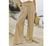 Spring and summer new women's casual pants solid color comfortable mid waist pants for women