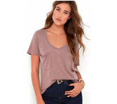 Summer Short Sleeve V-neck Slim Fit T-shirt Women Urban Style Macaron Color Cotton Fabric Loose Tops