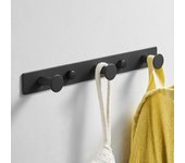 Perchero montado en la pared Toalleros Ganchos Montado en la pared Tornillo Toalleros para baño y cocina, Acero inoxidable Acabado negro mate, Tres ganchos