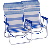LILI HOME 🌊 Pack 2 Sillones Reclinables Sailor – 5 Posiciones - Estructura de aluminio - 61 x 66 x 110 cm ¡Y más modelos para elegir! Es perfecto para disfrutar de la playa, camping, jardín o terraza con máximo confort. Su diseño ergonómico,