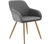 Tectake - Silla de comedor Marilyn 58 x 62 x 82 cm, Tejido acolchado de pana, Silla para salón o dormitorio, Mueble moderno, Respaldo continuo, Patas de acero esbeltas, Pies regulables en altura, Sillas para salón modernas, Capacidad de carga 120 kg