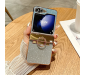 Glitter Ring Holder Stand Case for Samsung Galaxy Z Flip 6 5 4 3 ZFlip flip4 Flip5 Bracket Bling Diamond Gradient Plating Cover