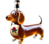 Botella de whisky con forma de perro salchicha, vasos de whisky grabados en 3D, juego de decantador de vino y whisky con forma de perro, regalo para amantes del whisky, decoración de bar (estilo B)