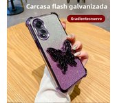 Glitter Shockproof Plating Butterfly Holder Phone Case for OPPO A60 A79 A78 A58 A38 A18 A96 A76 A36 4G 5G TPU Protector Cover