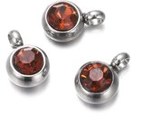 10Pcs 6mm Stainless Steel Birthstones Charms Pendants Rhinestone Crystal Beads Pendant for Necklace Bracelet Jewelry Making
