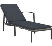 vidaXL Tumbona de jardín con cojín ratán sintético Marrón, Negro, Gris Sillas de Exterior Ideal para jardín, playa, piscina, terraza Tumbona Piscina Tumbonas Playa Tumbonas Jardín Exterior