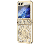 Luxury Electroplated Mechanics Pattern Surface Phone Case for Samsung Galaxy Z Flip 6 5 4 3 PC Shockproof Hinge Protective Cover