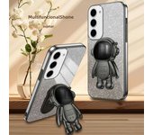 Luxury Plating Astronaut Holder Case For Samsung Galaxy S24 S23 S22 Ultra S20 S21 FE S10 Plus Note20 A14 A54 A14 Silicone Cover