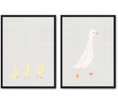 Set de 2 cuadros calidad premium con marco de madera - 30x40 cm o 50x70 cm - POSTER LAB